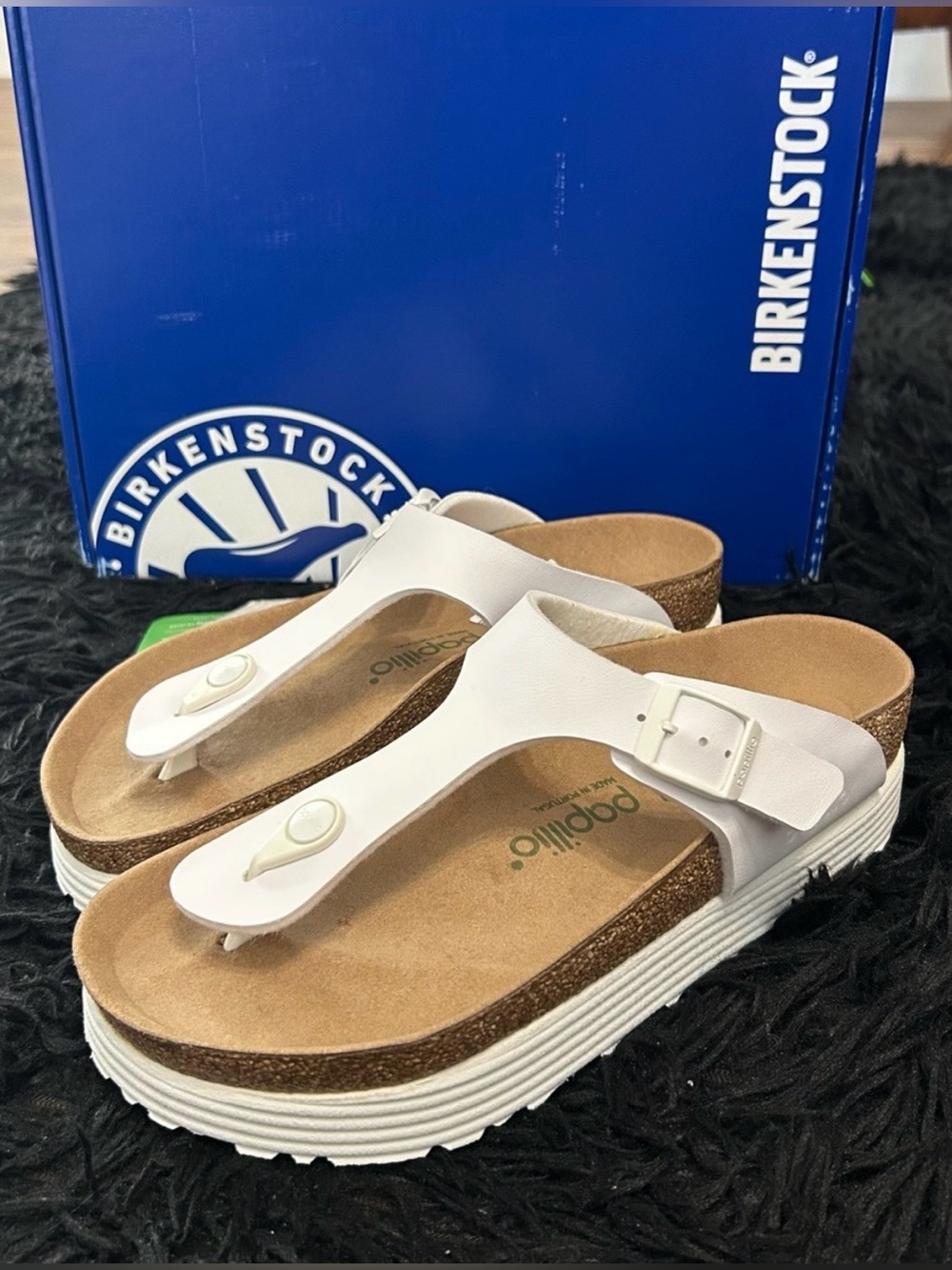 Birkenstock 💅 Papillio Gizeh Flex Vegan Leather White Platform Sandals 37 39 NEW - Picture 3 of 9